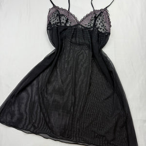 Black mesh see trough babydoll mini dress (S)