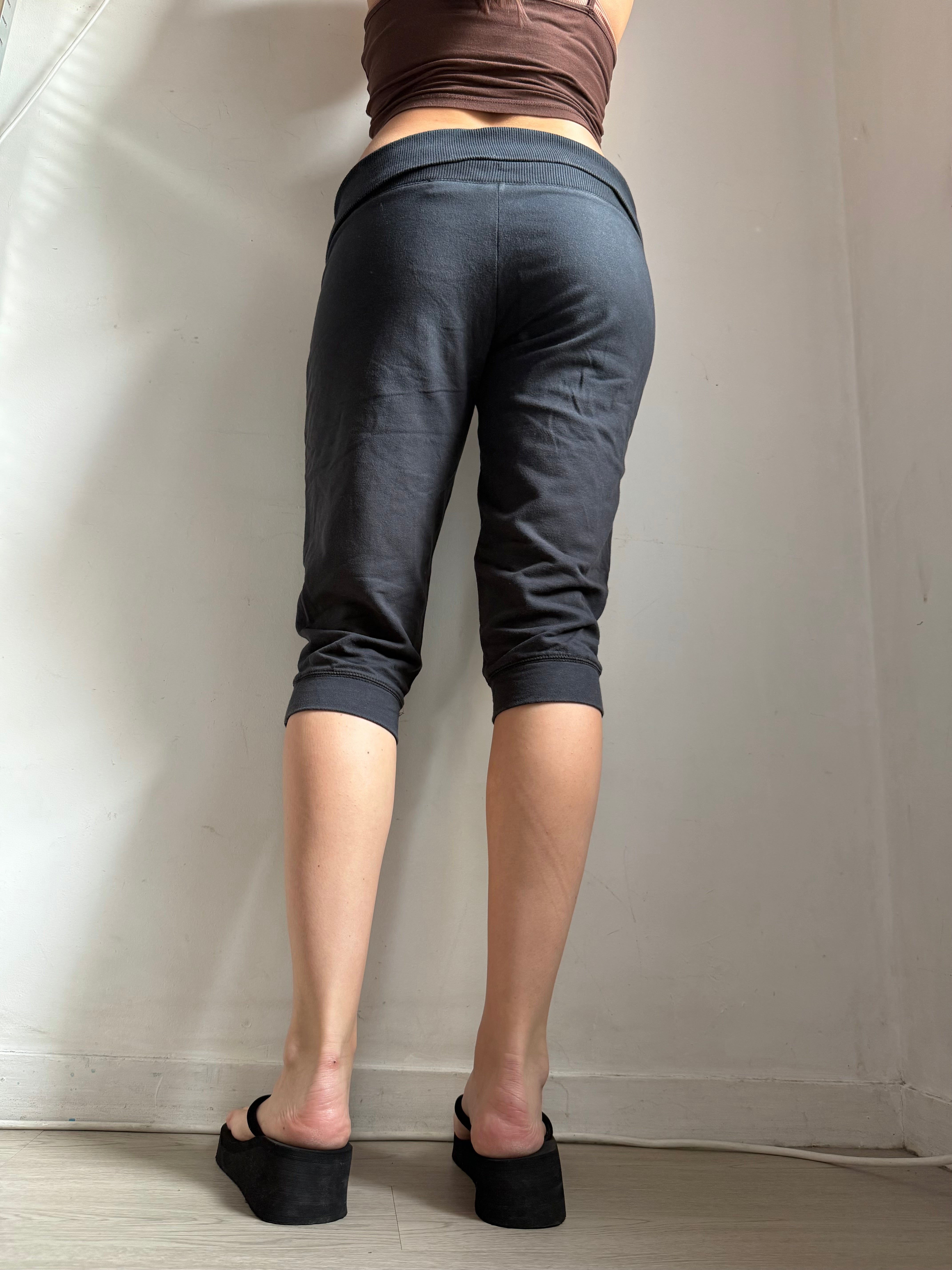 Black activewear cotton capri pants (S)