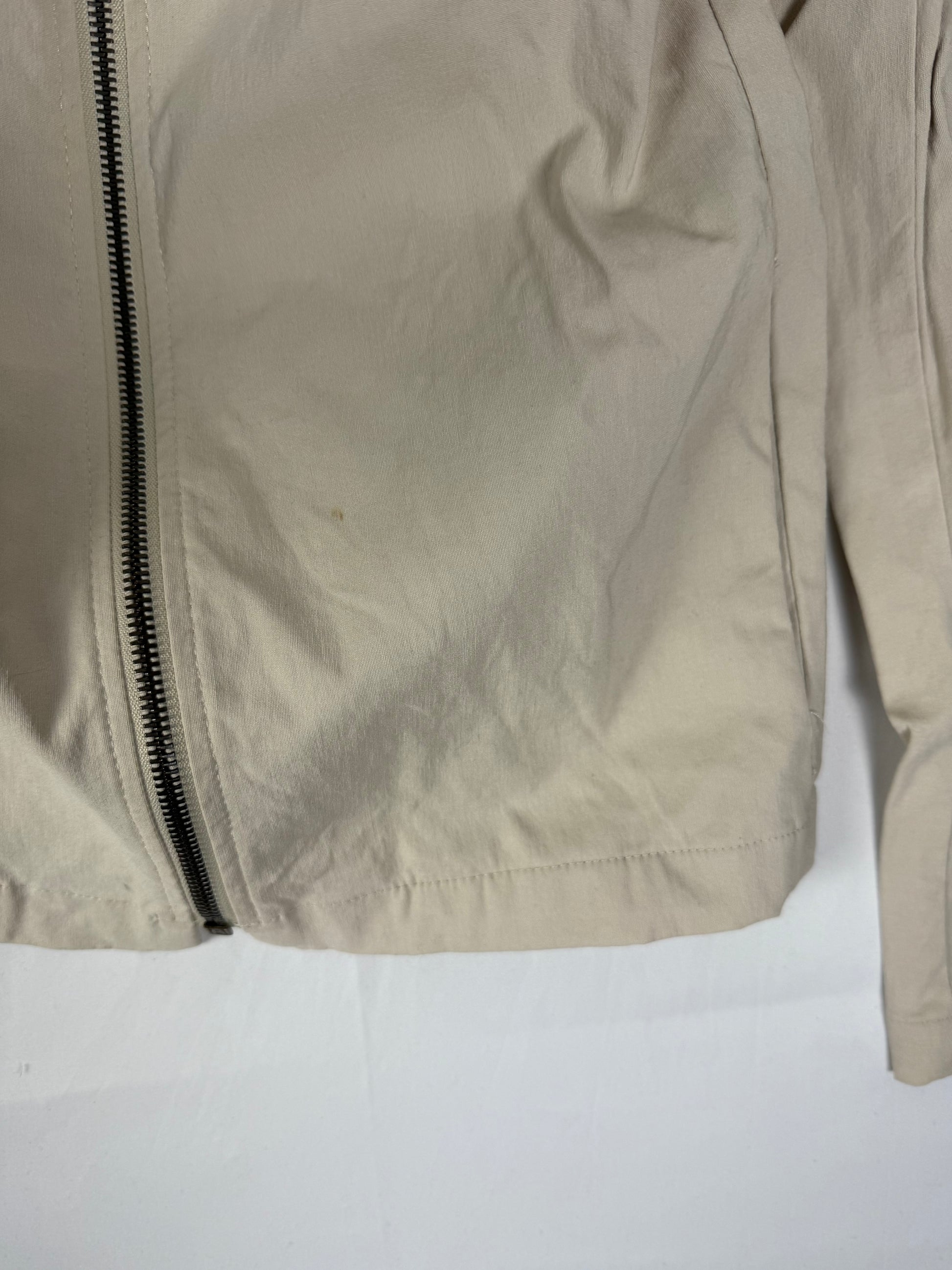 Beige cotton zip up biker jacket (M)