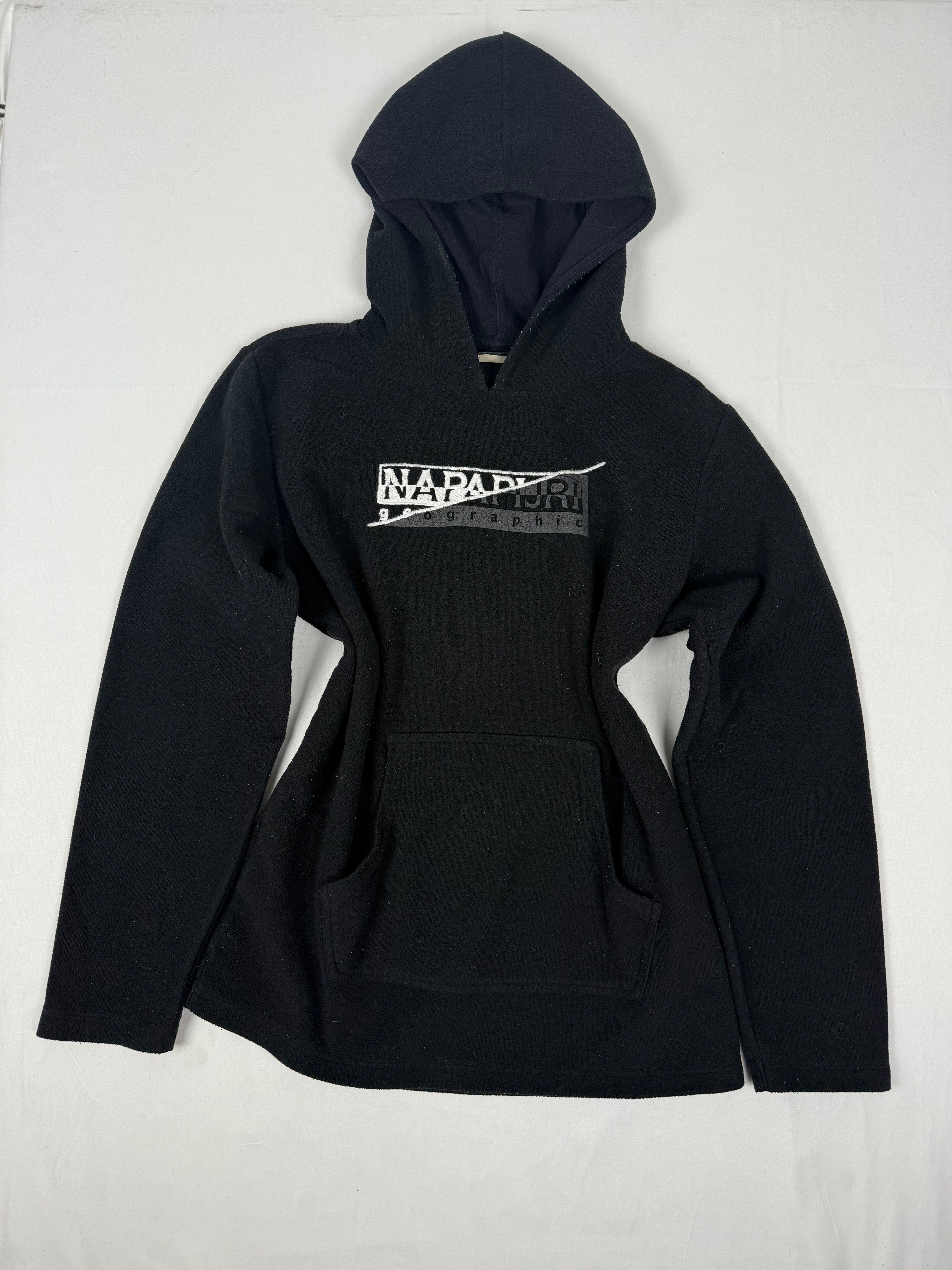 Black fleece logo hoodie (S)