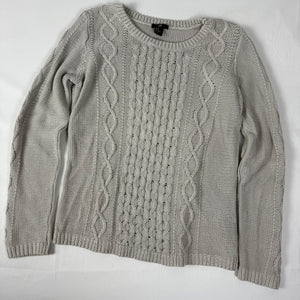 Beige cotton knitted tight fit jumper (M)