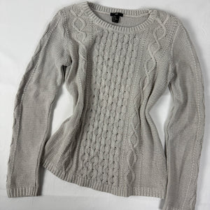 Beige cotton knitted tight fit jumper (M)