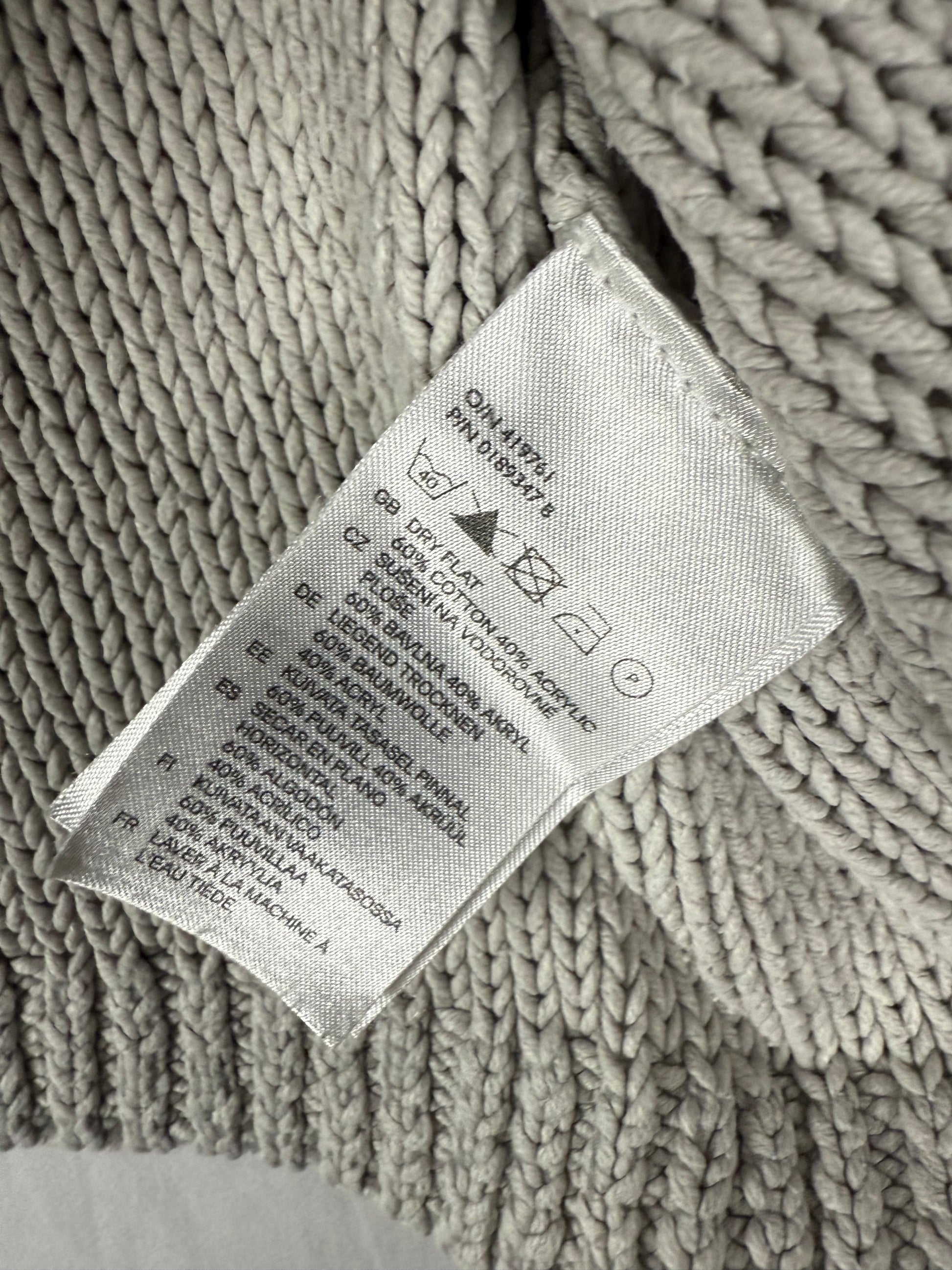 Beige cotton knitted tight fit jumper (M)