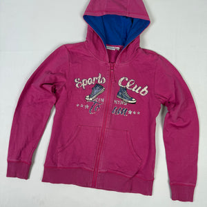 Pink zip up cotton hoodie (XS/S)