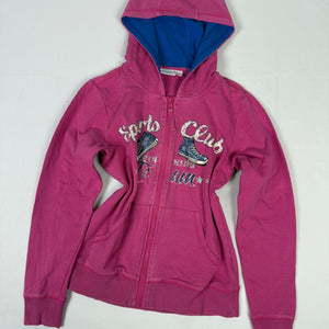 Pink zip up cotton hoodie (XS/S)