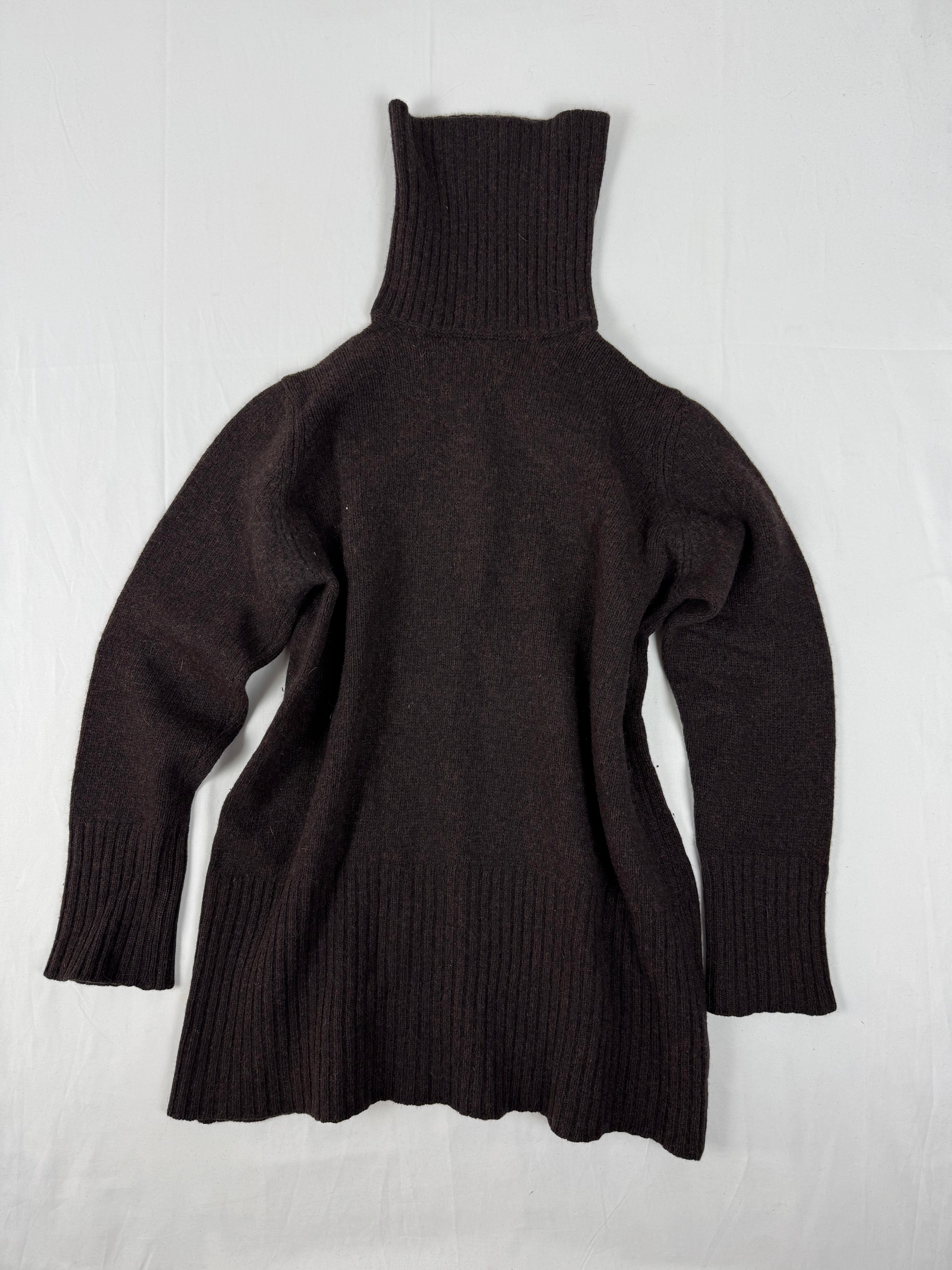 Brown wool knitted turtleneck jumper (XL)