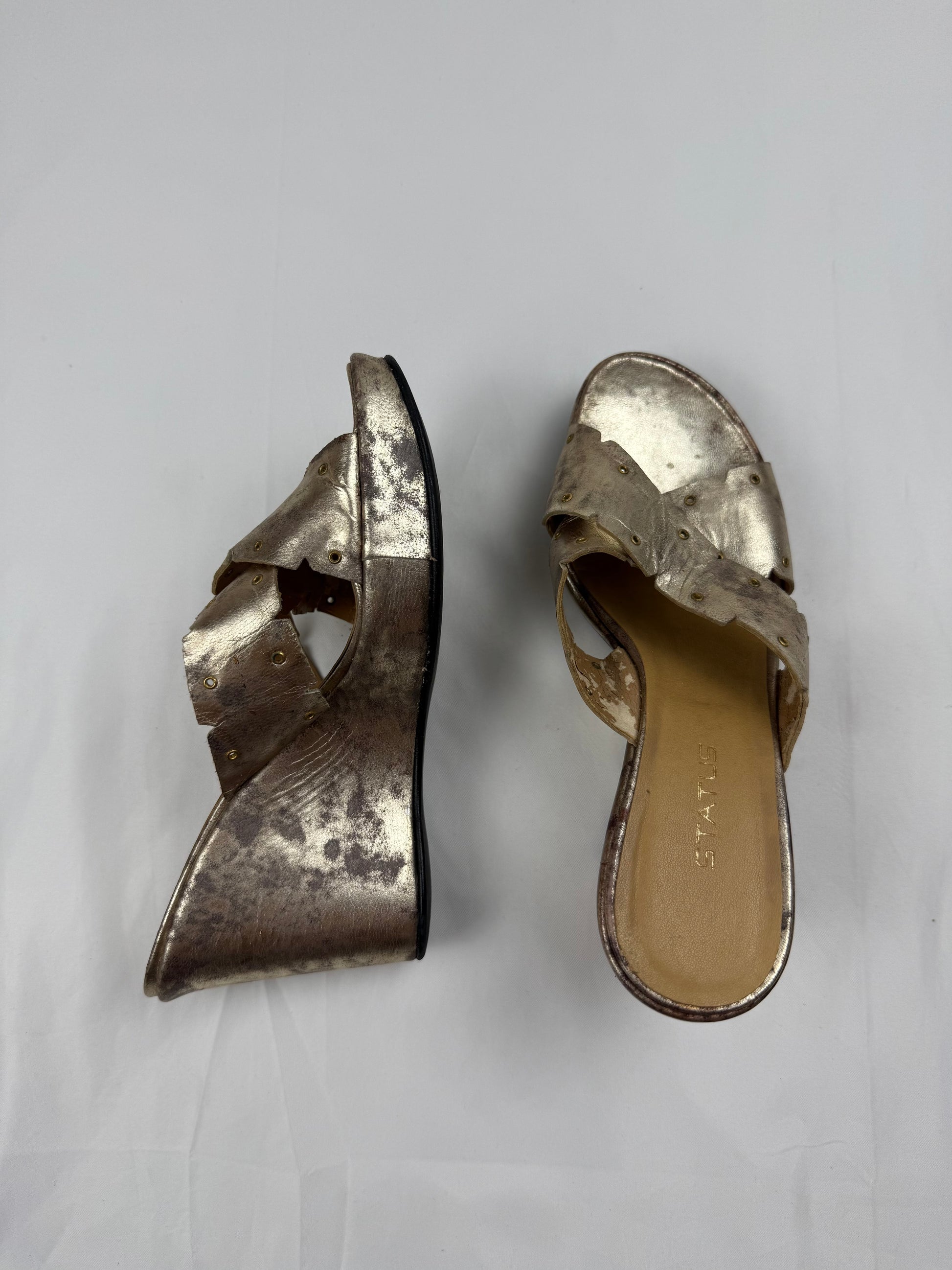 Gold real leather wedge mules (36)
