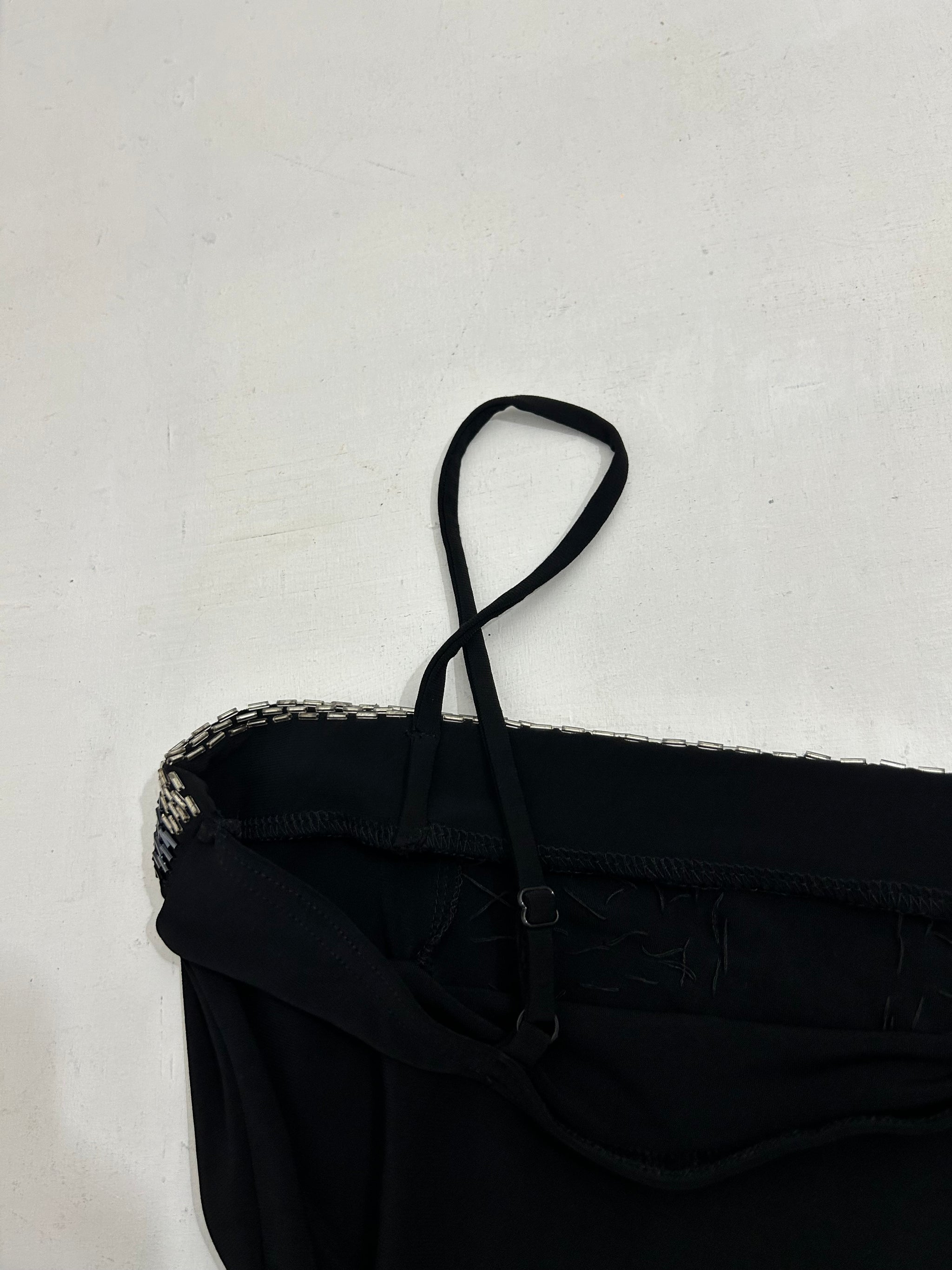 Black sequins & pearls cami top (S/M)