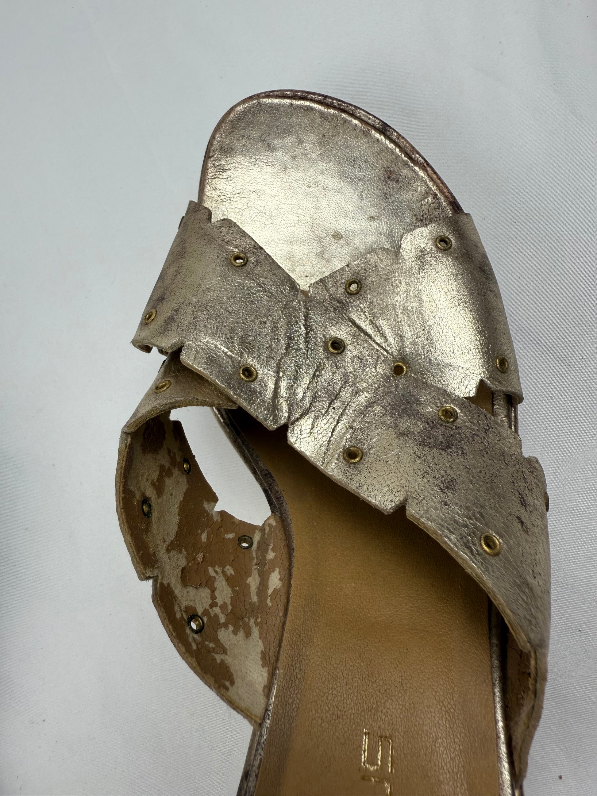 Gold real leather wedge mules (36)