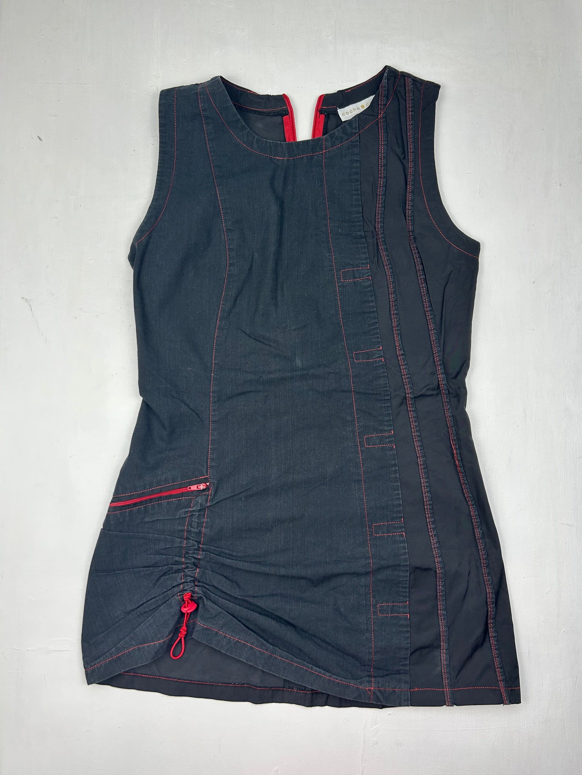 Black ruched mini dress / top (S)