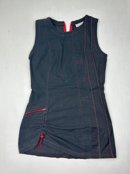 Black ruched mini dress / top (S)