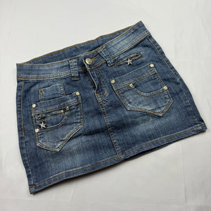 Blue denim low rise mini skirt (S)