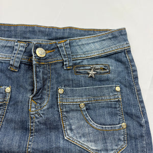Blue denim low rise mini skirt (S)
