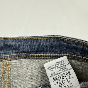 Blue denim low rise mini skirt (S)