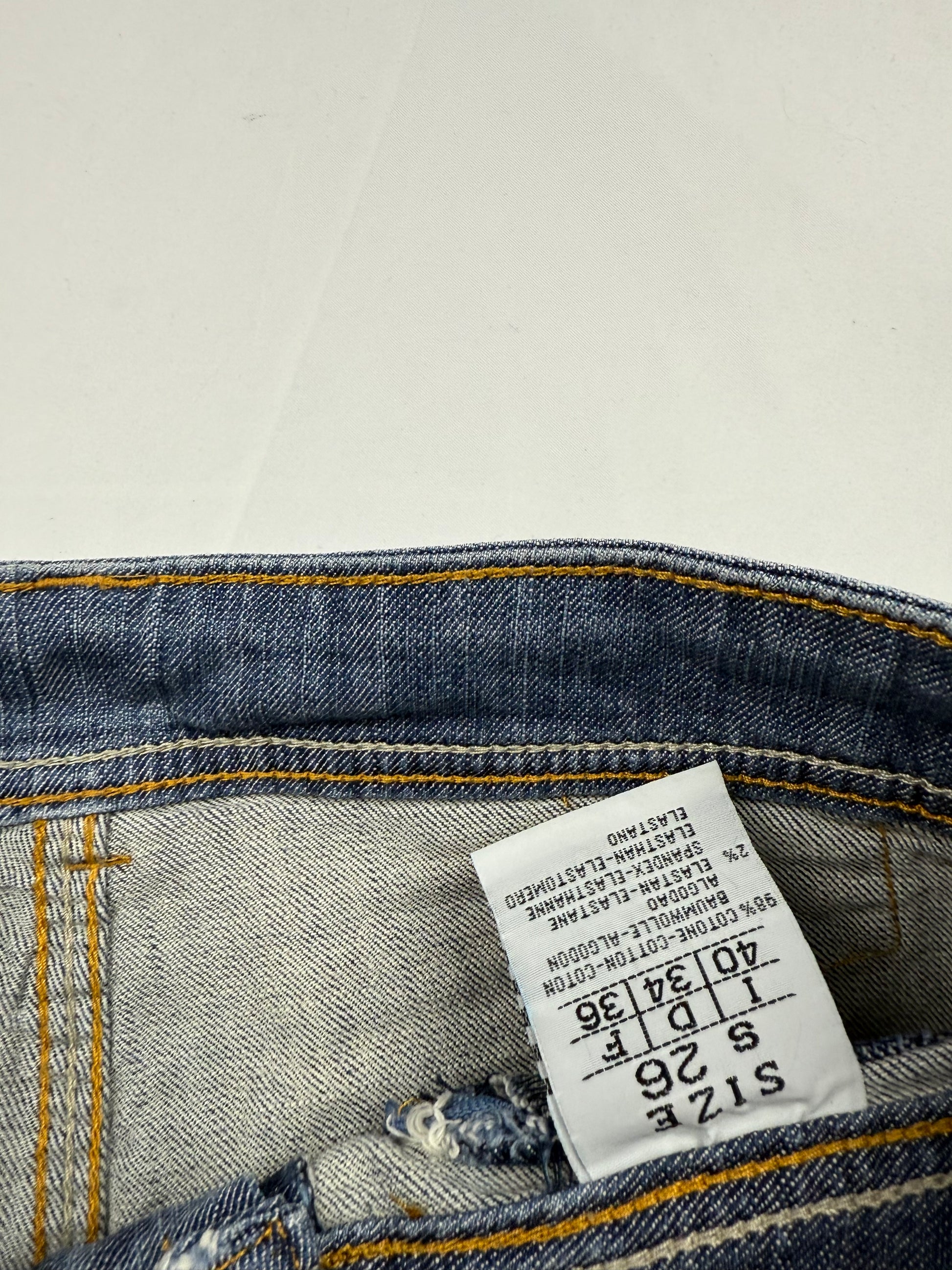 Blue denim low rise mini skirt (S)