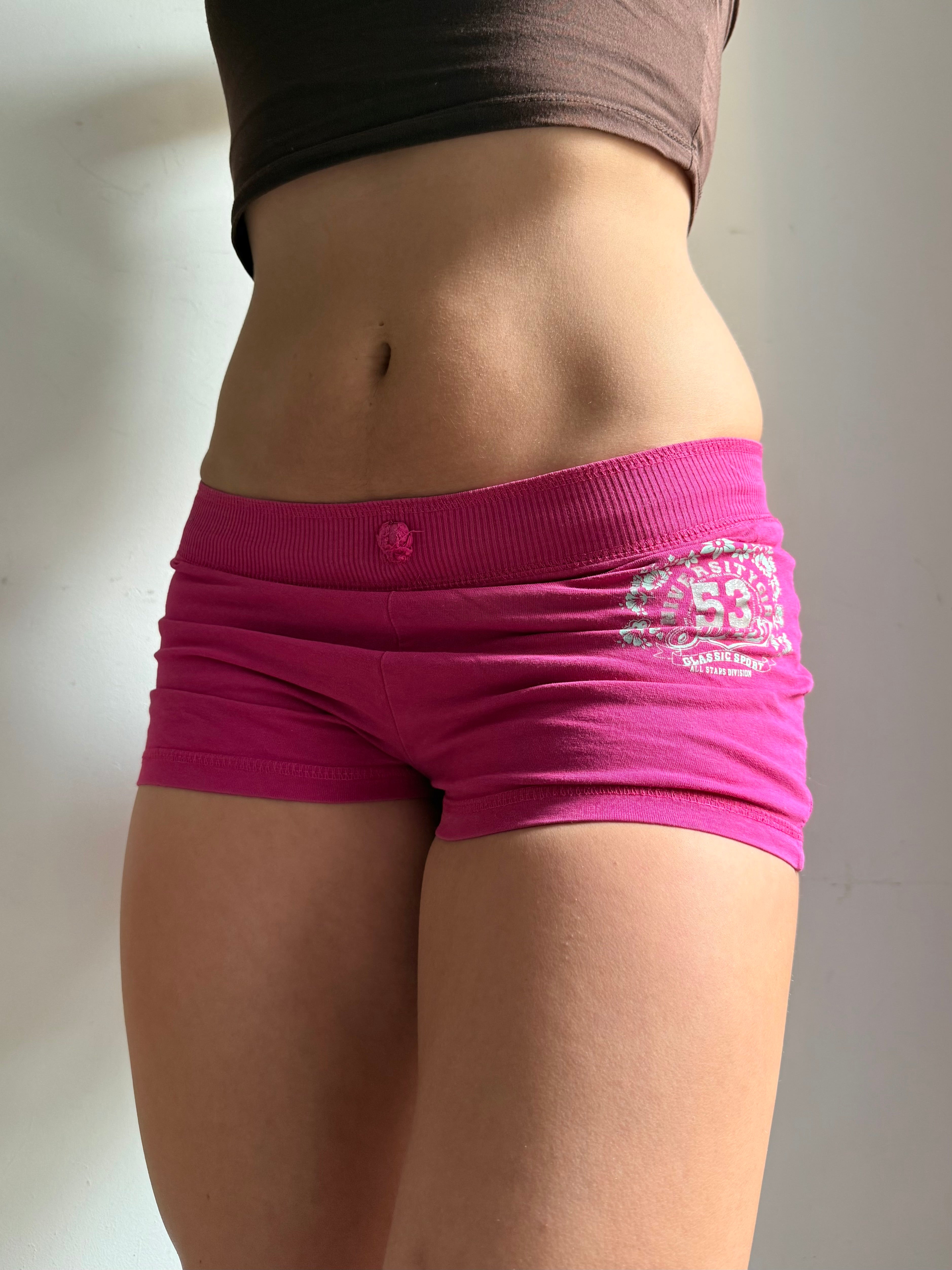 Pink activewear cotton mini short (XS)