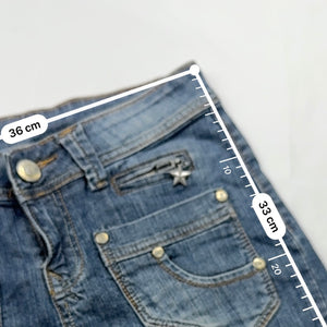 Blue denim low rise mini skirt (S)