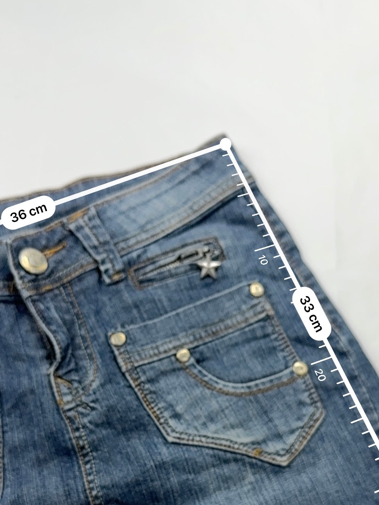 Blue denim low rise mini skirt (S)