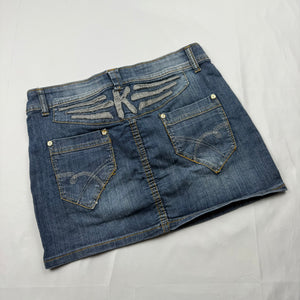 Blue denim low rise mini skirt (S)