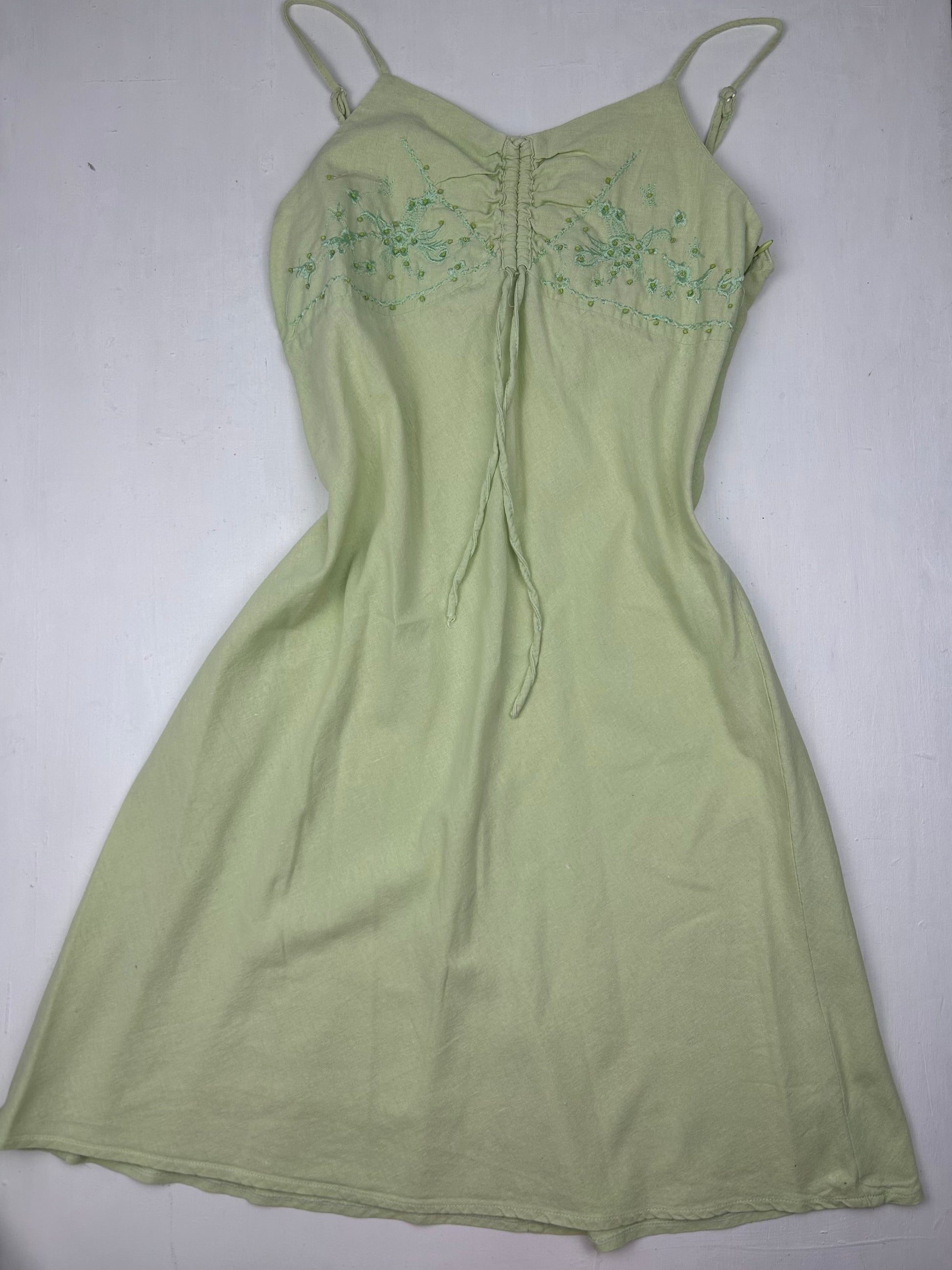 Green 100% cotton ruched maxi dress (M/L)