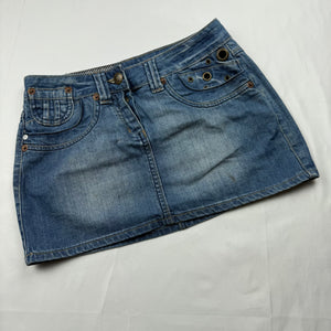 Blue denim low rise mini skirt (S)