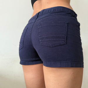 Navy blue cotton mid rise mini short (XS)