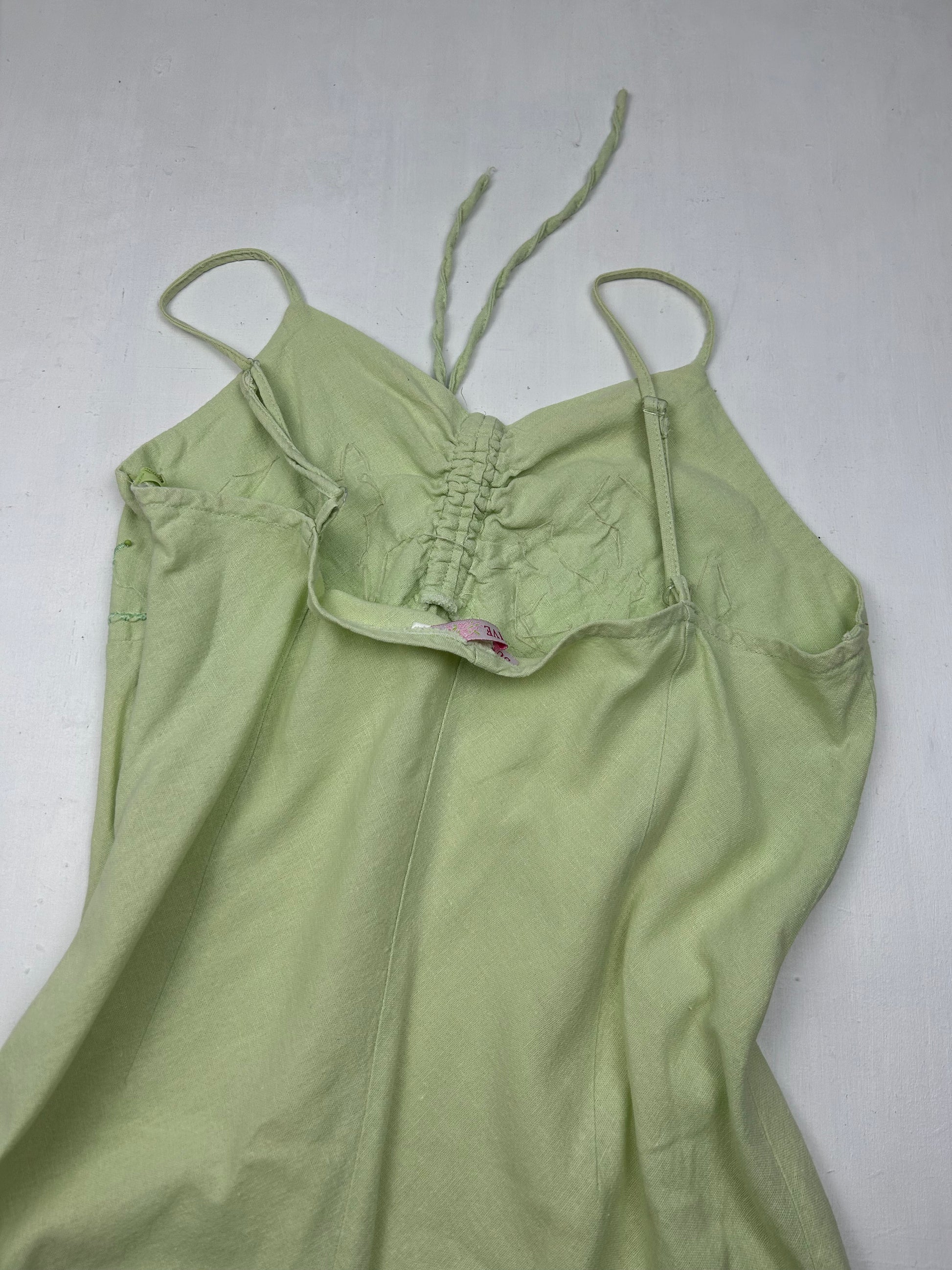 Green 100% cotton ruched maxi dress (M/L)
