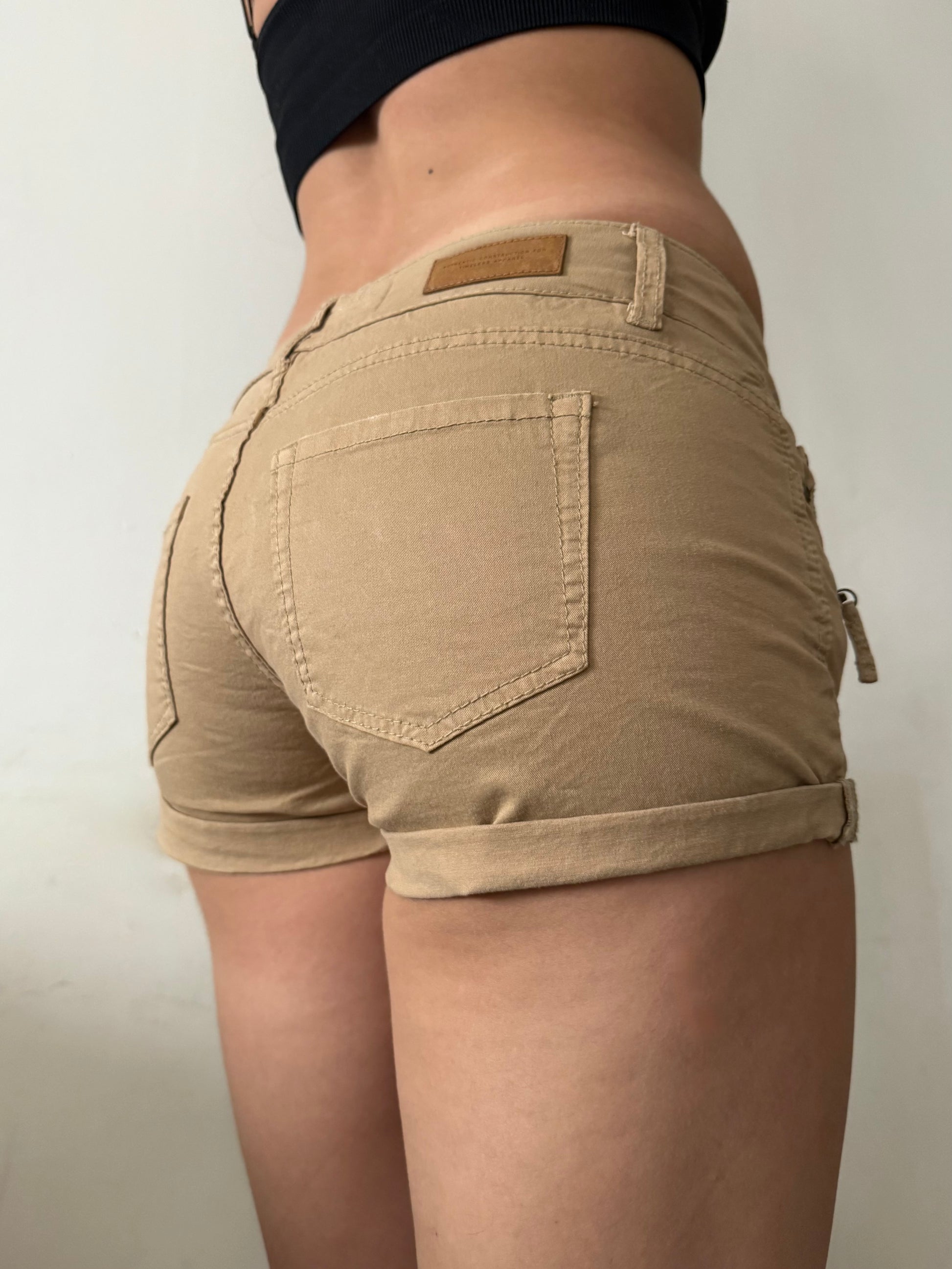 Beige utility low rise mini short (S)