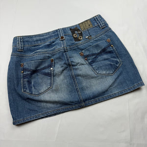 Blue denim low rise mini skirt (S)