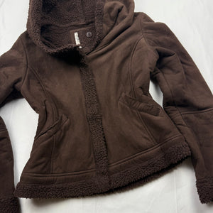 Bown suede inside fur hooded winter jacket (S/M)