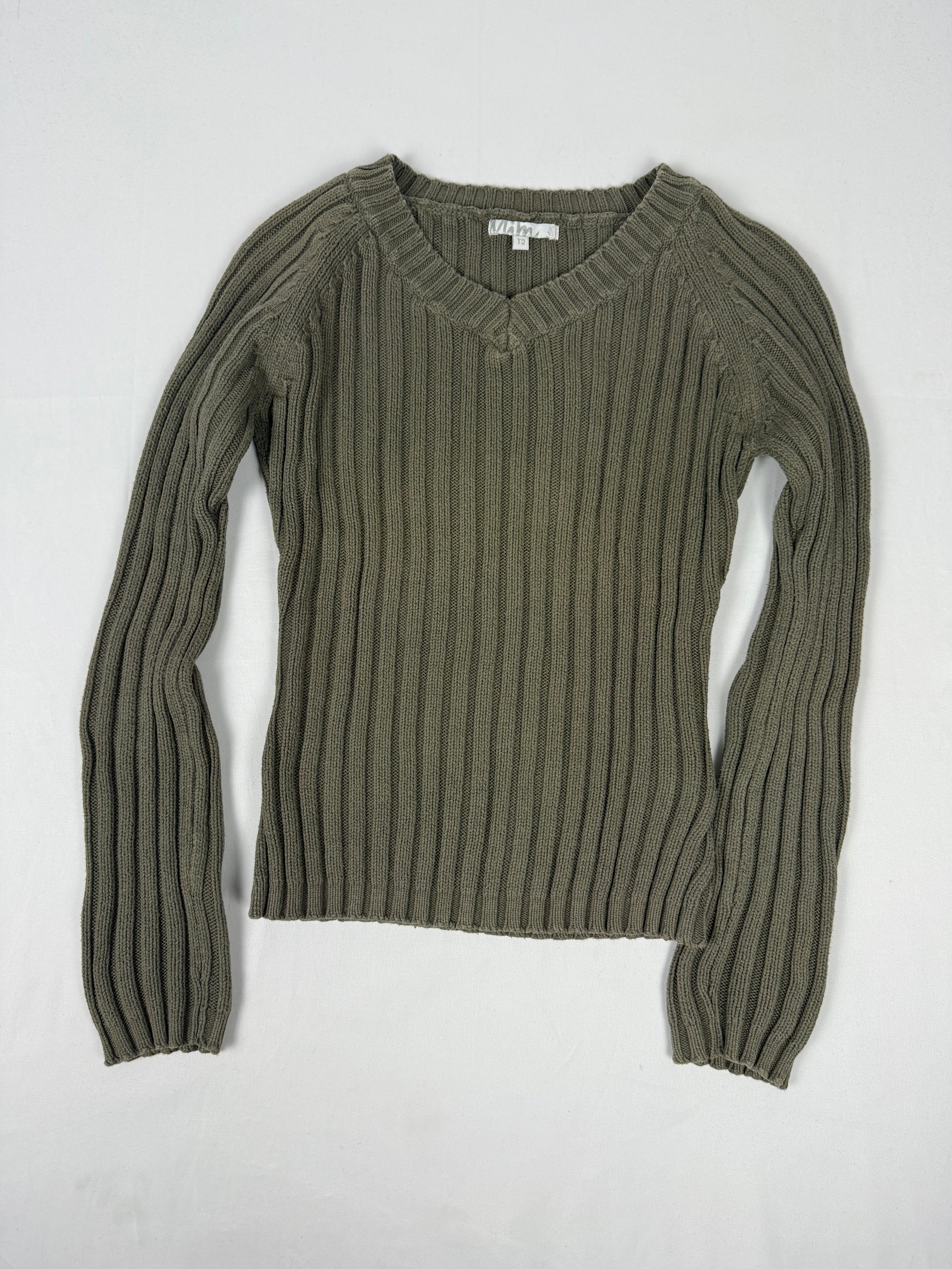 Khaki ribbed cotton jumper (S/M)
