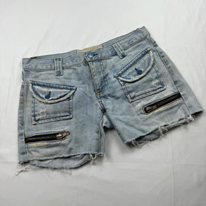 Blue denim low rise mini short (S)