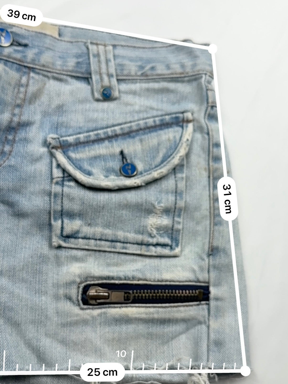 Blue denim low rise mini short (S)