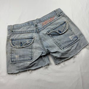 Blue denim low rise mini short (S)