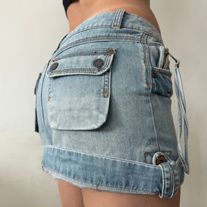 Blue denim low rise mini skirt (S/M)