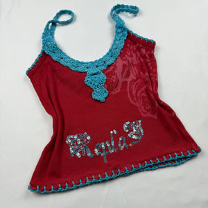 Red ribbed embroidered sequins cami top (S/M)
