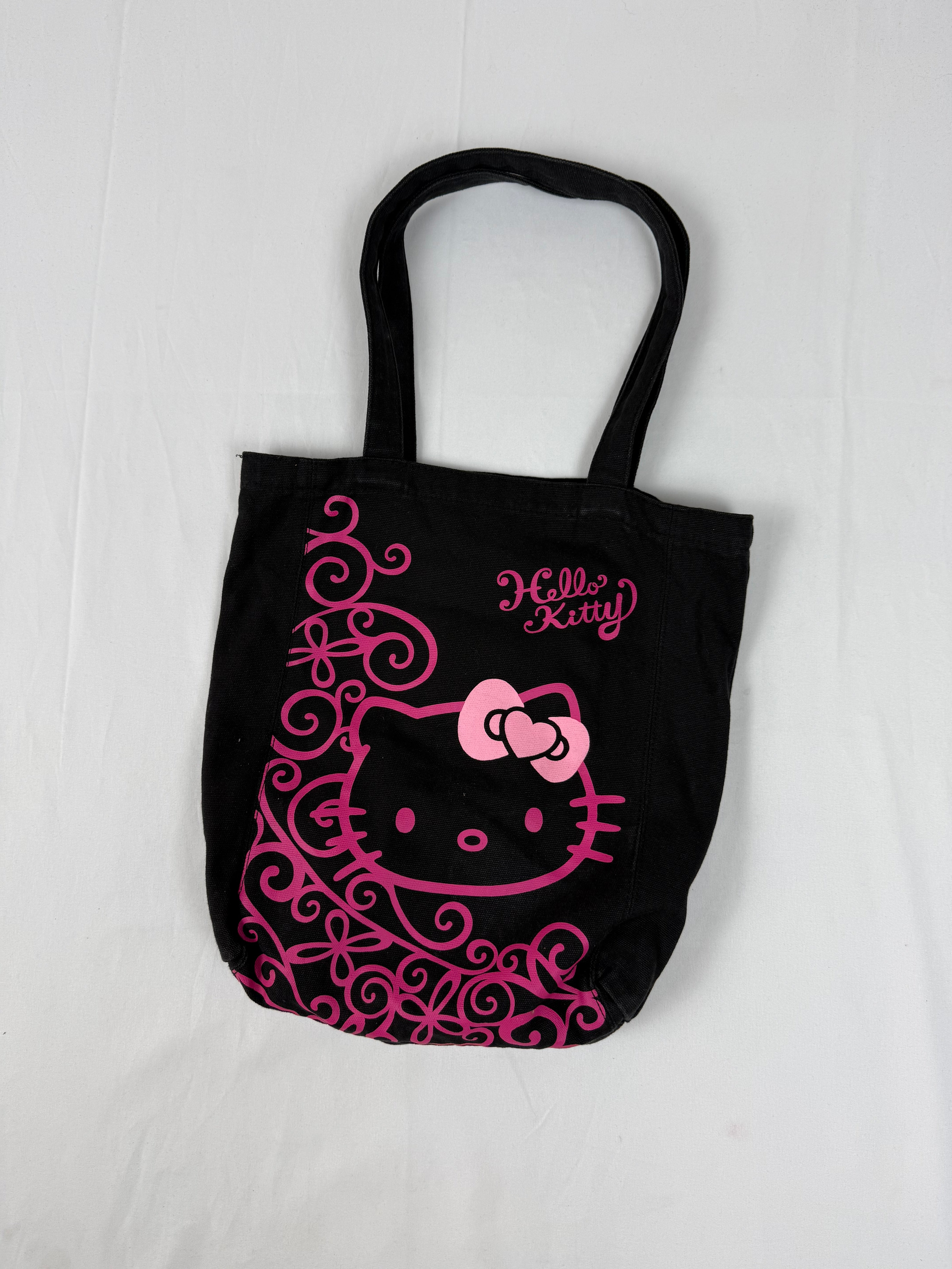 Black & pink cotton uni bag (32x34 cm)