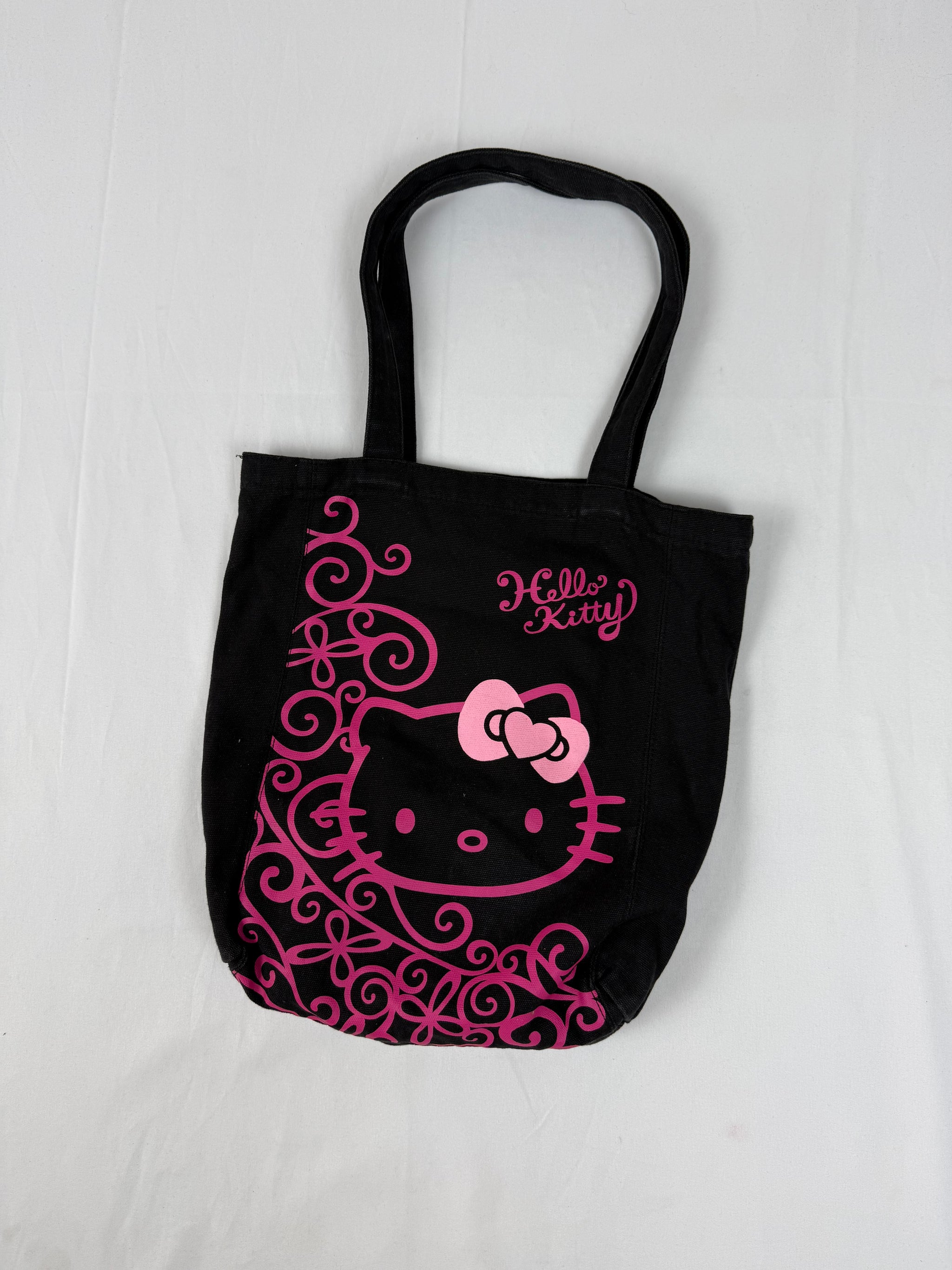 Black & pink cotton uni bag (32x34 cm)