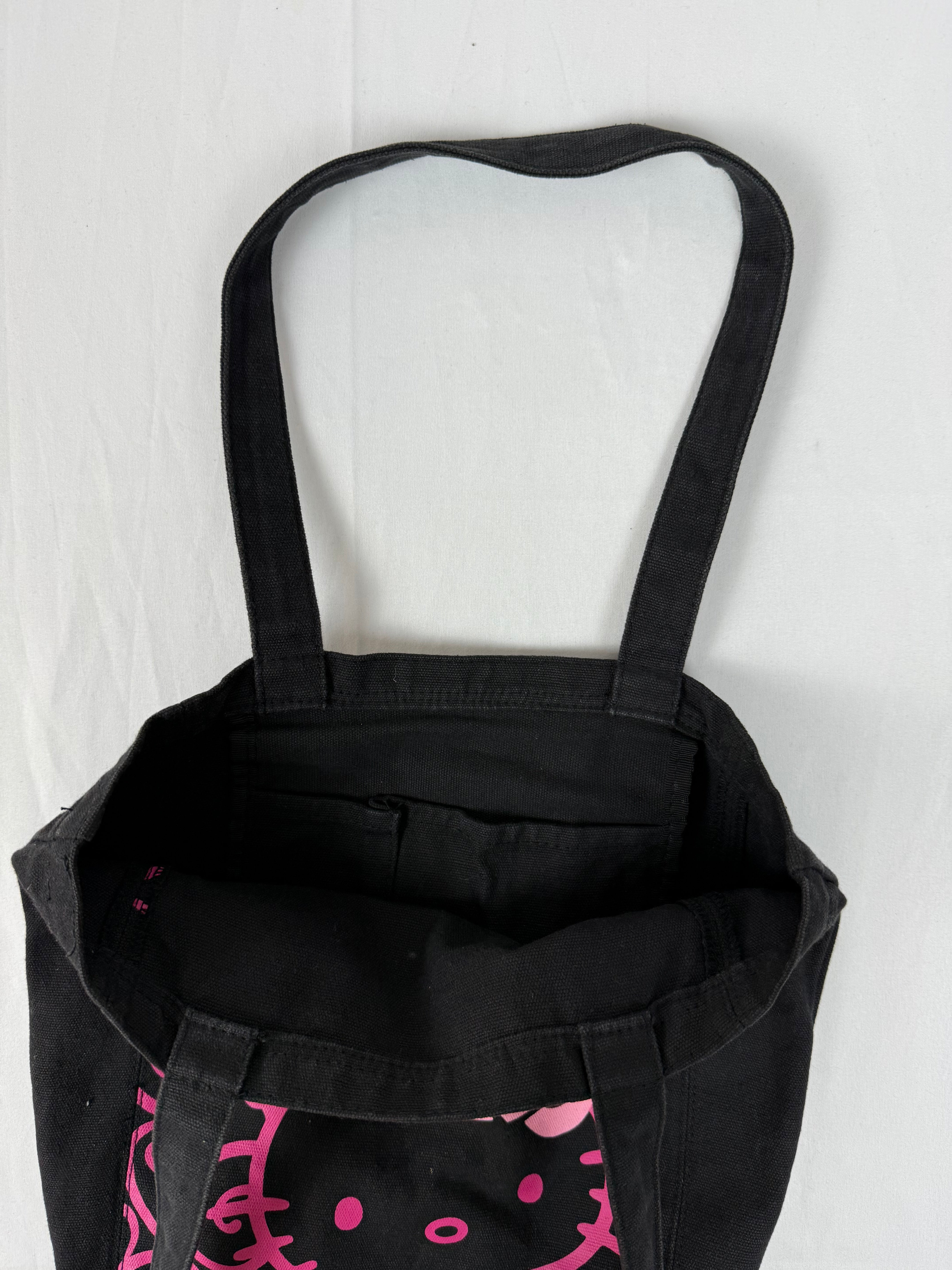 Black & pink cotton uni bag (32x34 cm)