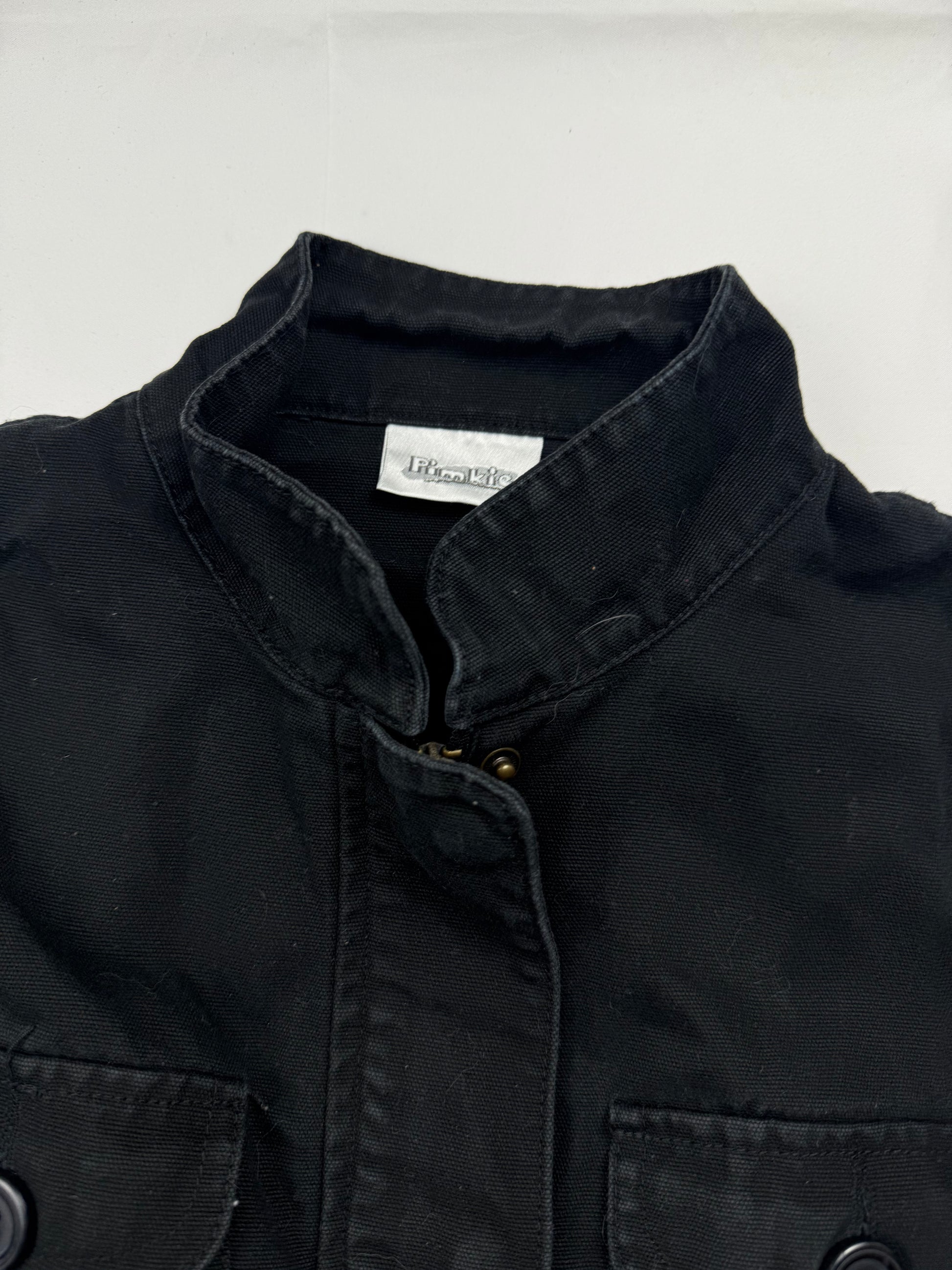 Black cotton zip up biker jacket (XS/S)