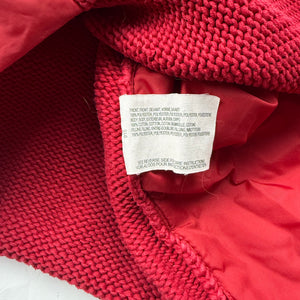 Red knitted tight fit hooded jumper with belt (S)