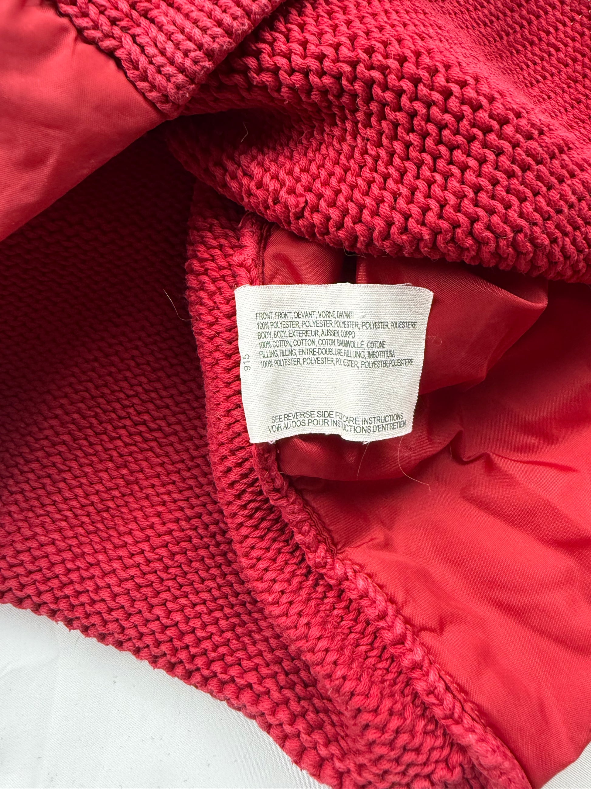 Red knitted tight fit hooded jumper with belt (S)
