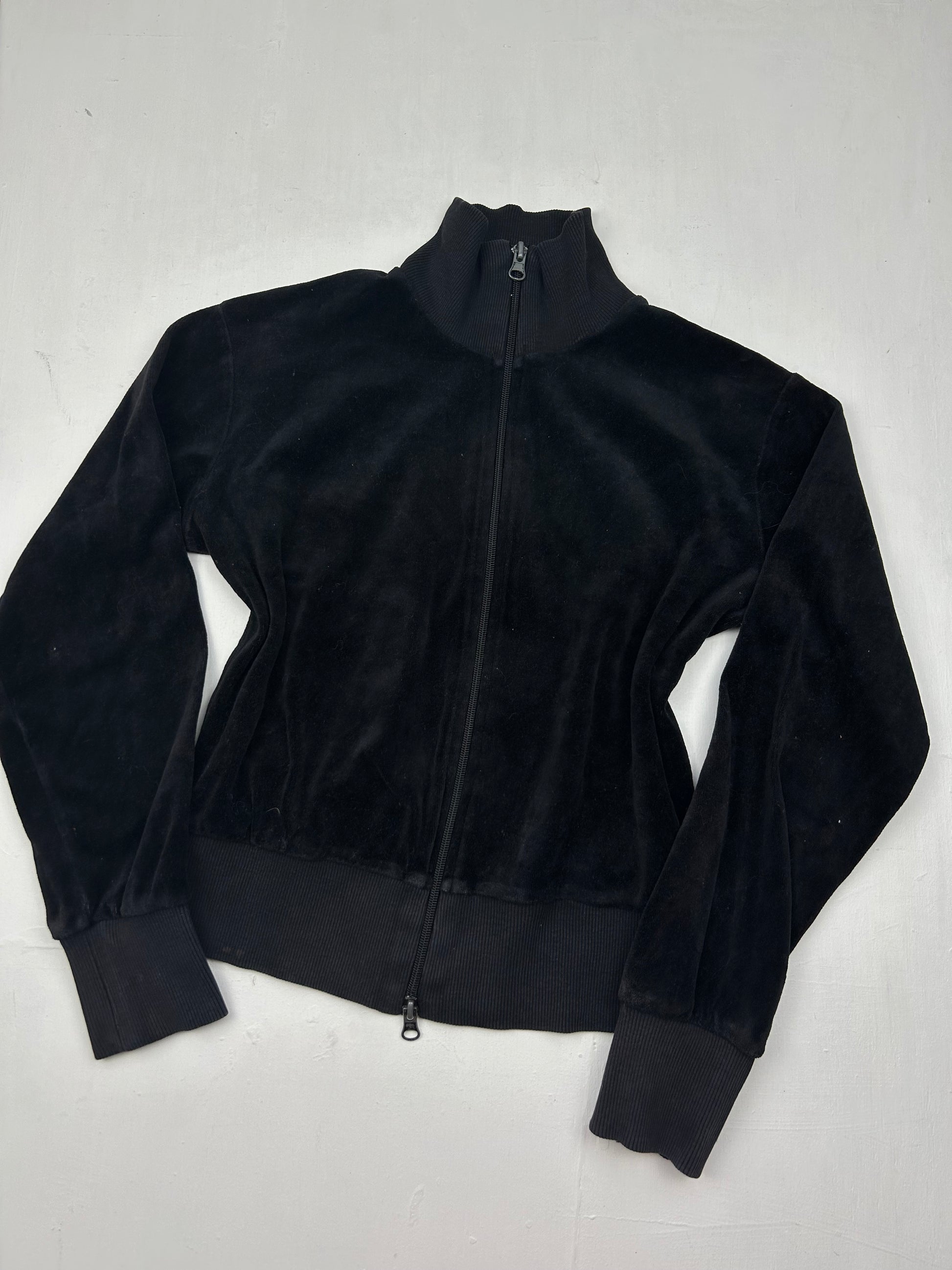 Black velvet zip up sweatshirt (S)