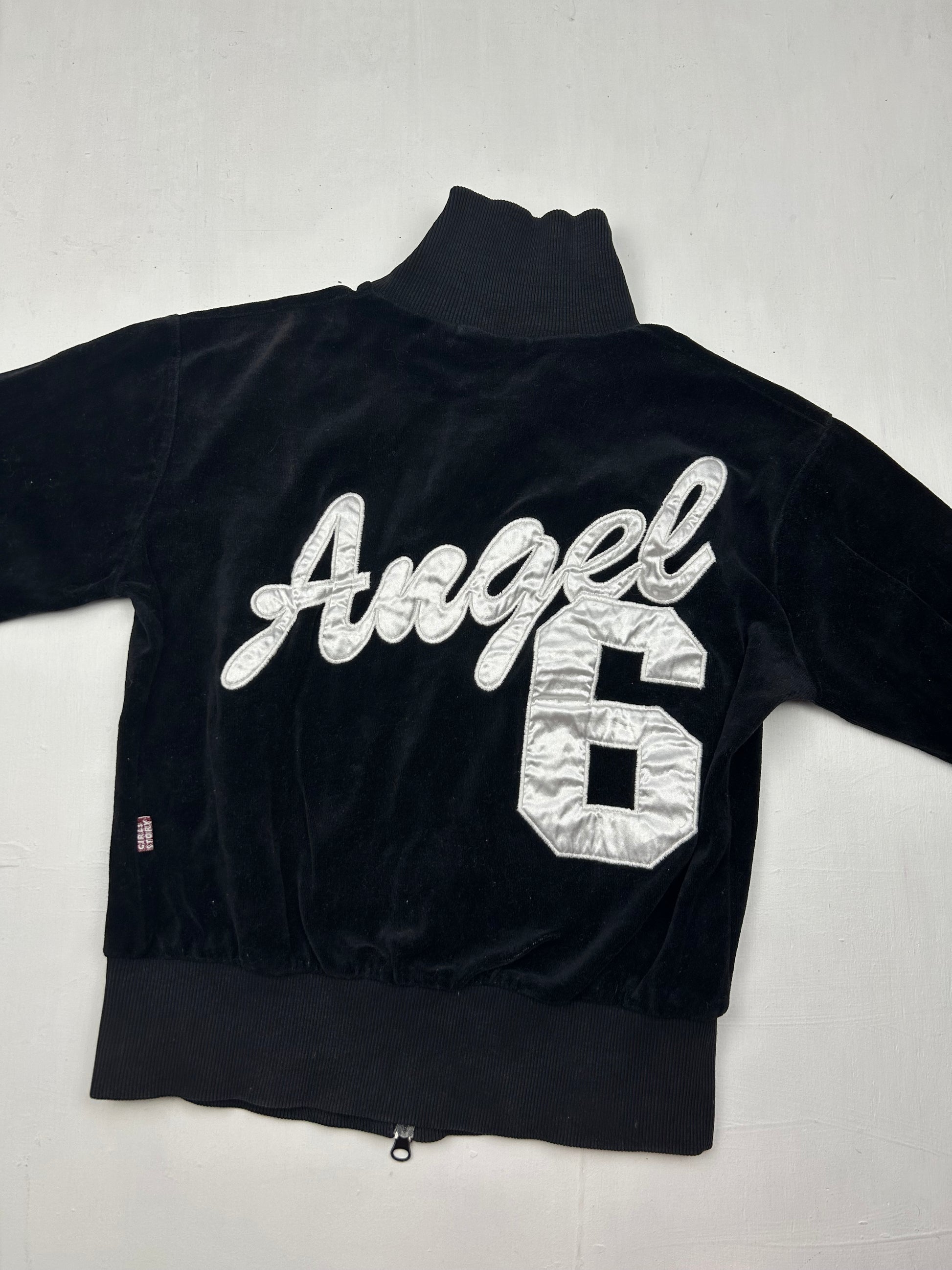 Black velvet zip up sweatshirt (S)