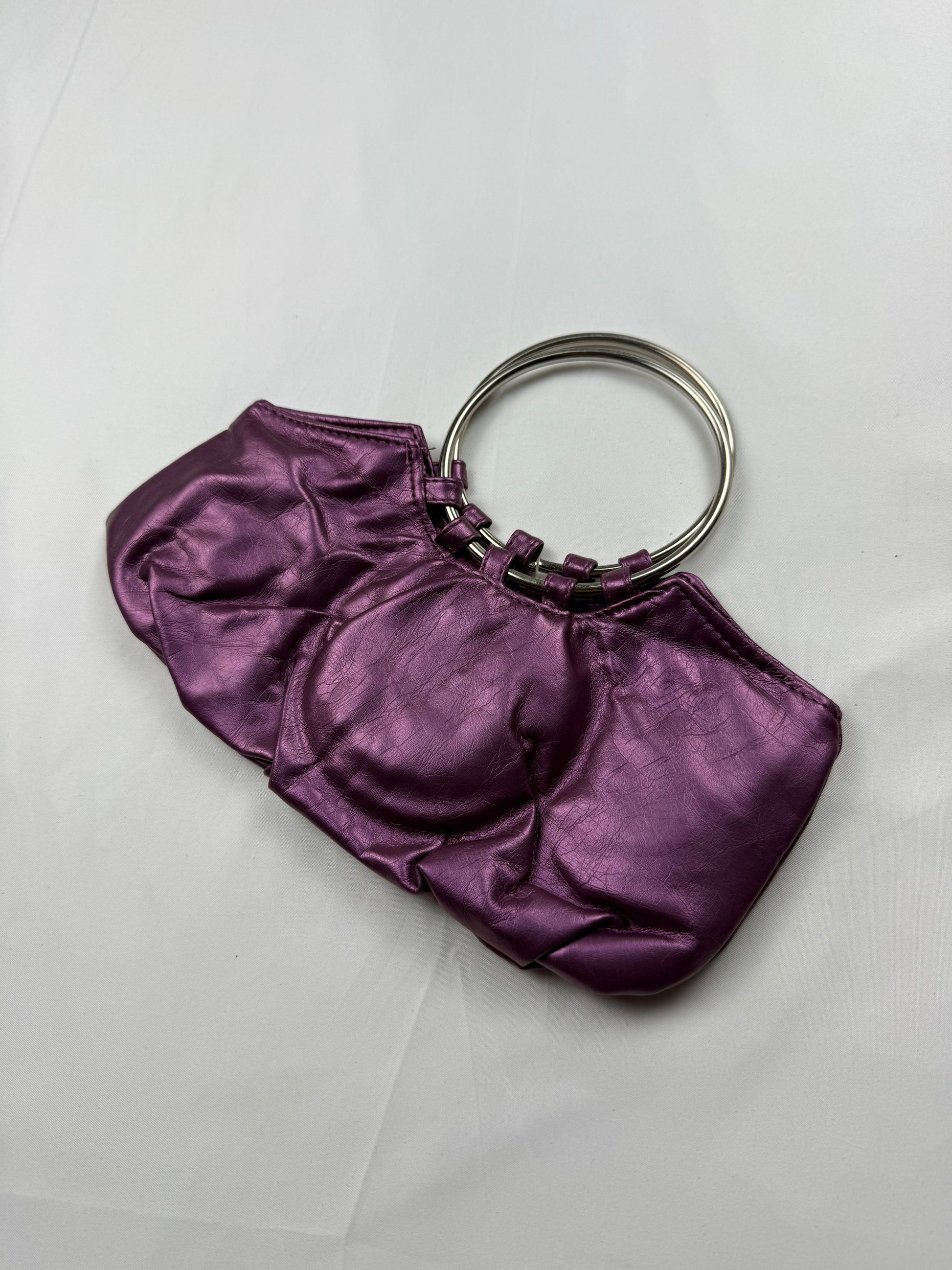 Purple metallic night out hoops mini bag (25x11cm)