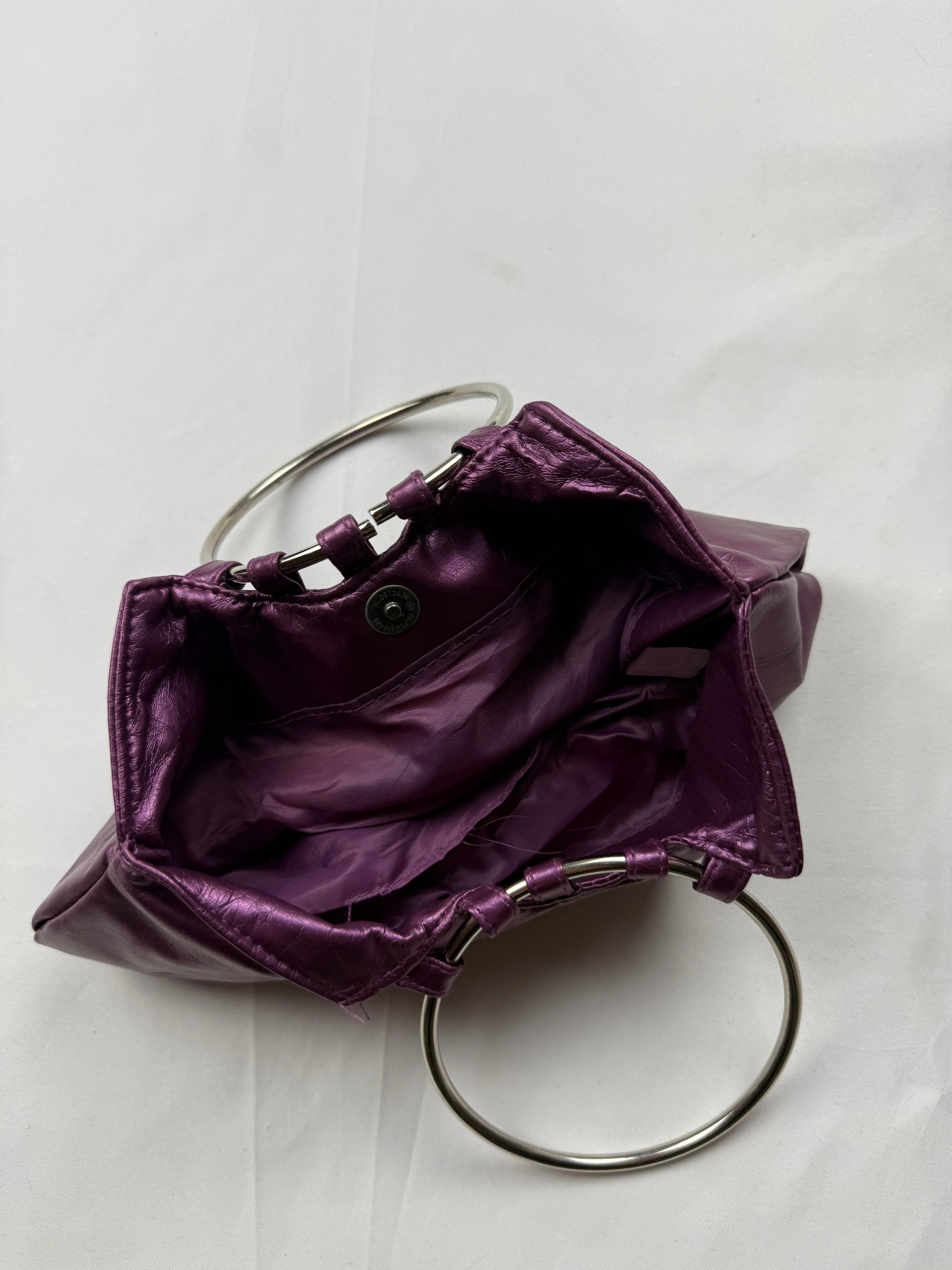 Purple metallic night out hoops mini bag (25x11cm)
