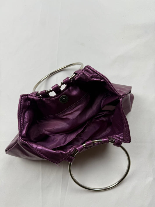 Purple metallic night out hoops mini bag (25x11cm)