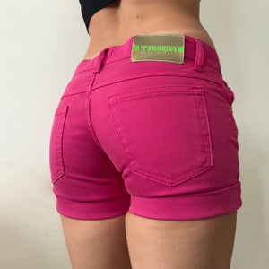 Pink low rise denim mini short (XS)