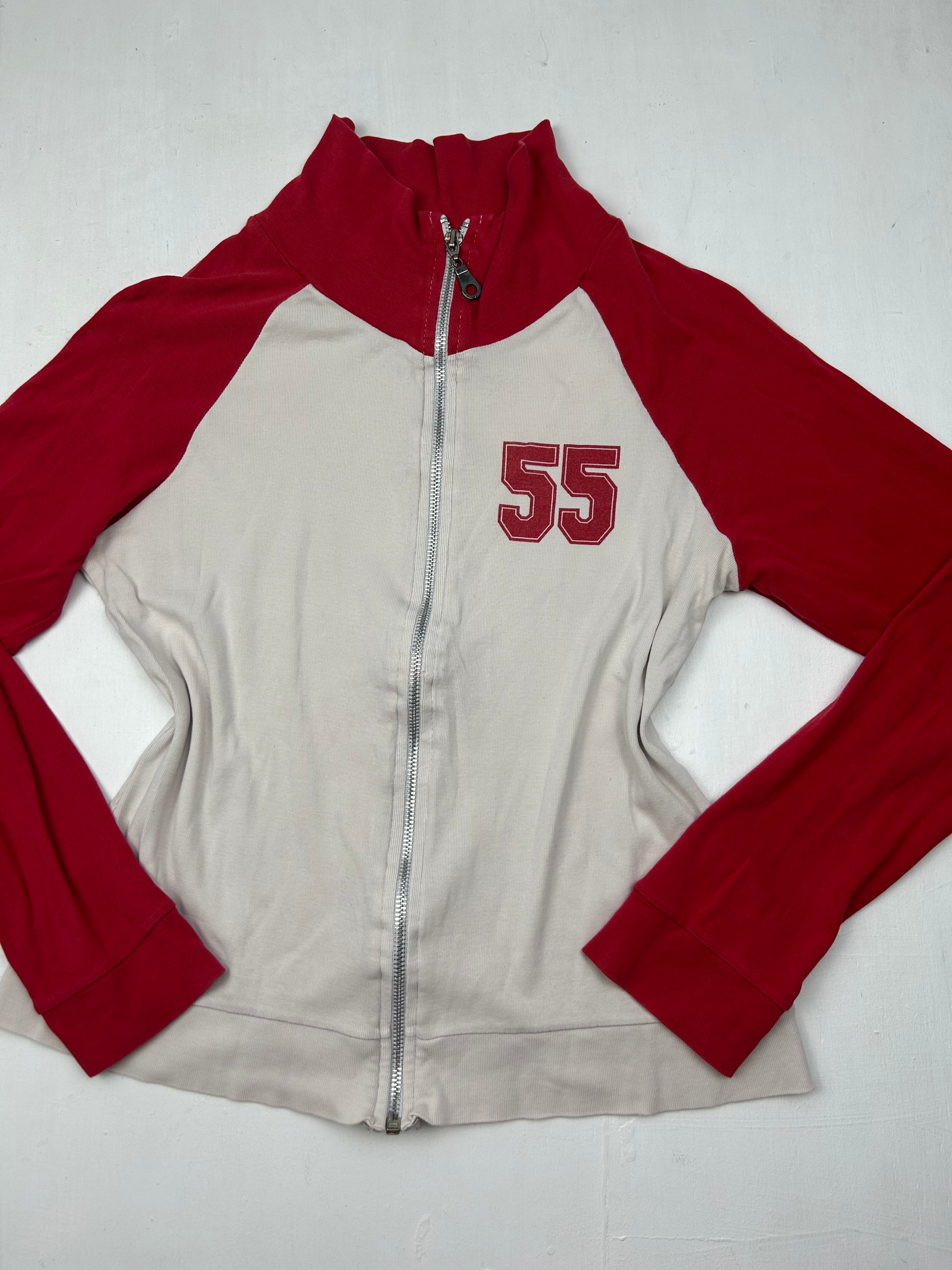 White & red zip up sweatshirt (M)