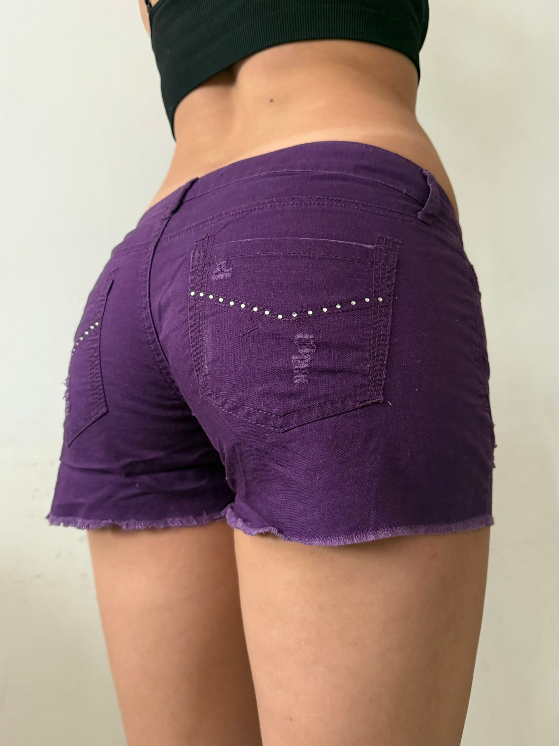Purple denim low rise mini short (S/M)